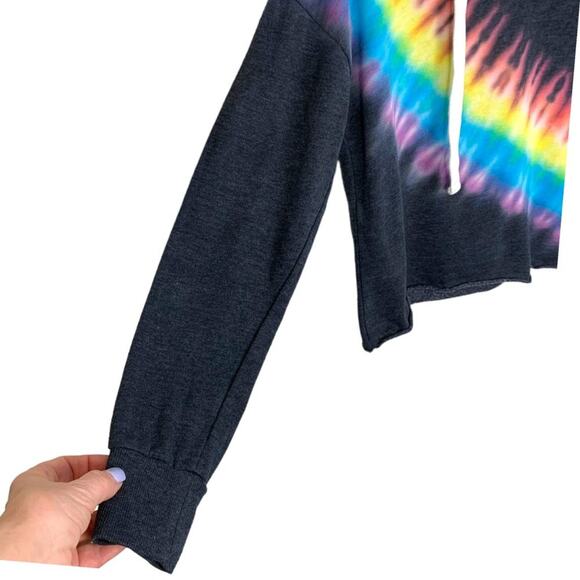 Almost Famous Juniors Sz S Hoodie Tied Dye Design Raw Hem Soft Cozy - Picture 5 of 11